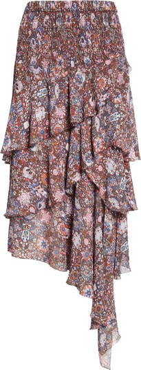 Isabel Marant Étoile Brigitte Smocked Waist Tiered Chiffon
