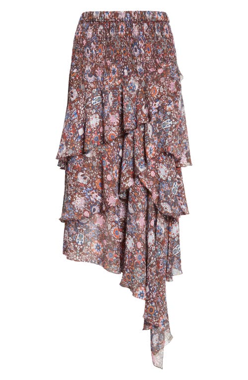 Isabel Marant Étoile Brigitte Smocked Waist Tiered Chiffon Midi Skirt In Multi