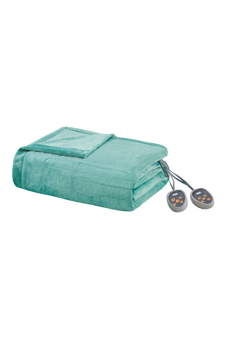 OEKO-TEX Heated Blanket, Main, color, AQUA