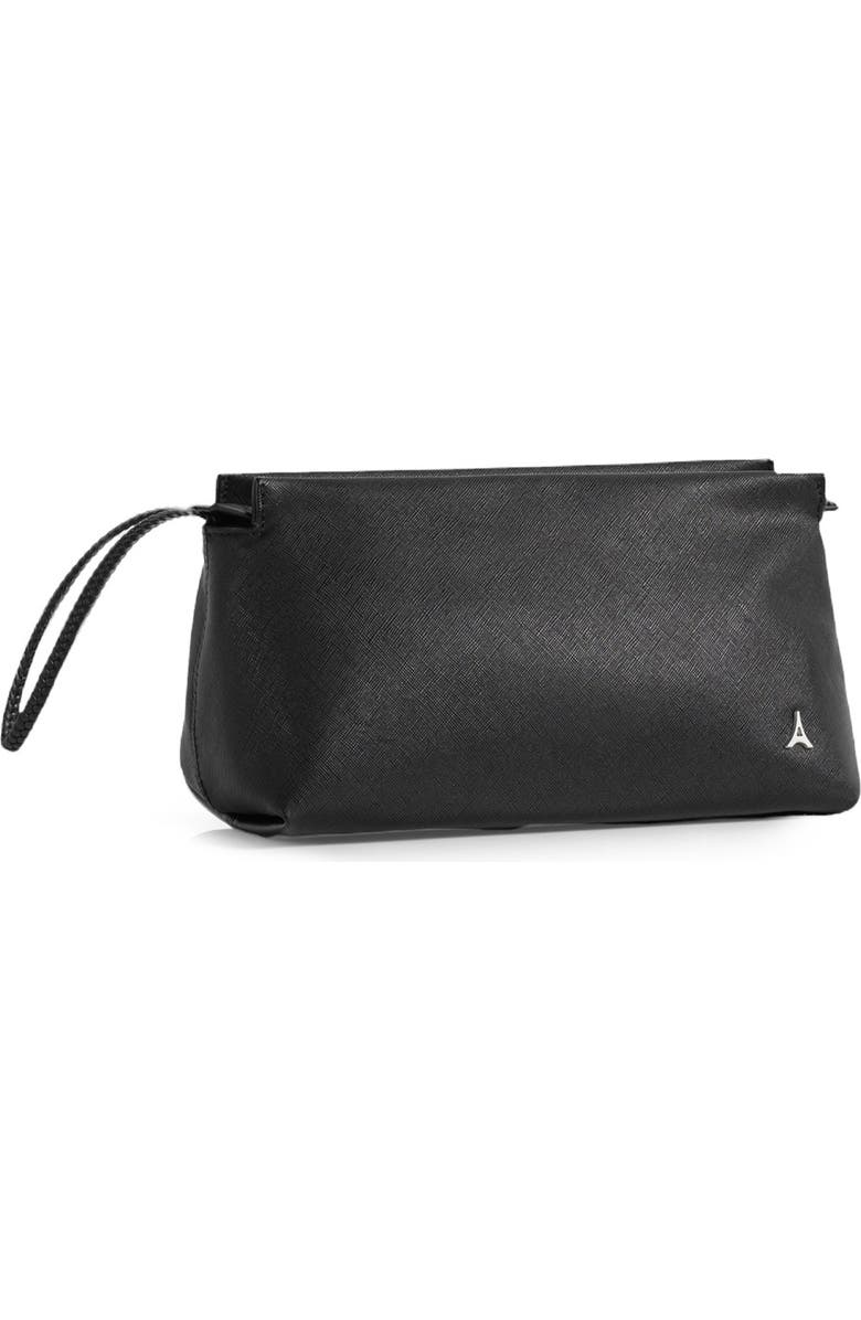 Manière De Voir Jessy Textured Leather Washbag, Alternate, color, Black