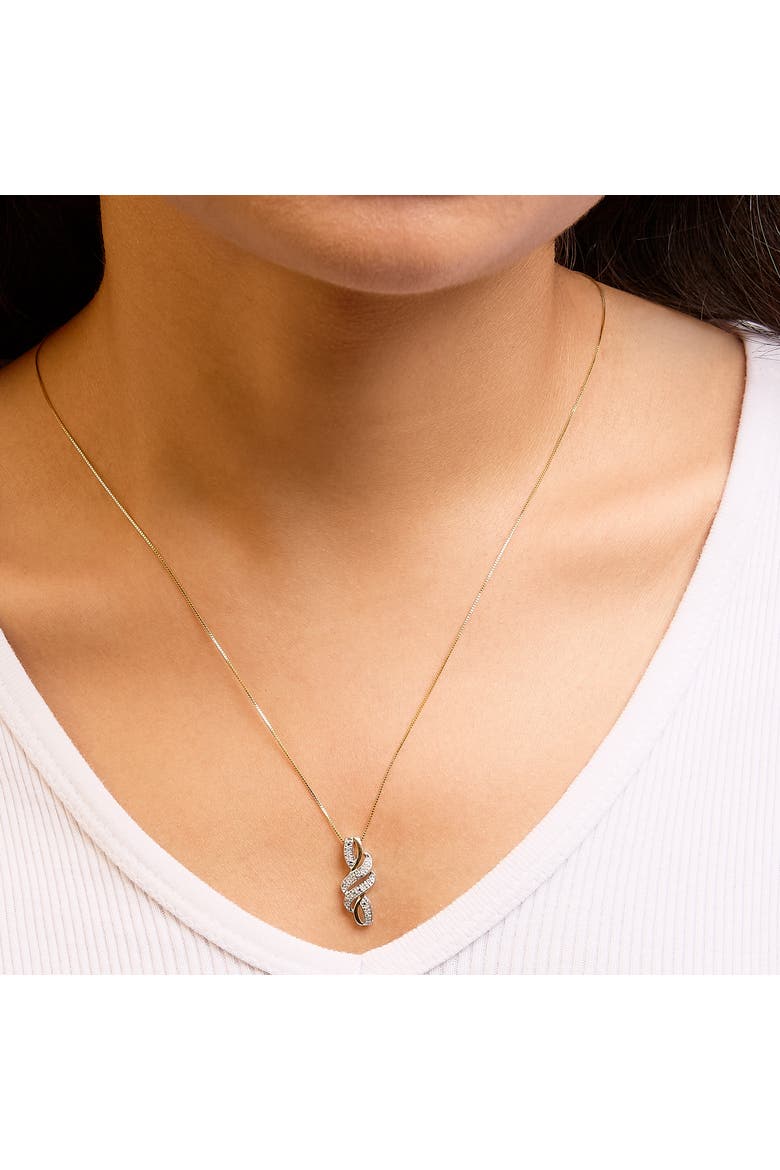 10K Yellow Gold Plated Silver 1/20 cttw Round Cut Diamond Swirl Pendant Necklace, Alternate, color, Yellow
