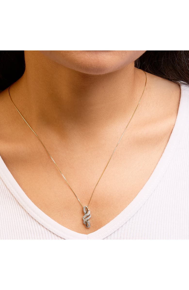 Haus of Brilliance 10K Yellow Gold Plated Silver 1/20 cttw Round Cut Diamond Swirl Pendant Necklace, Alternate, color, Yellow