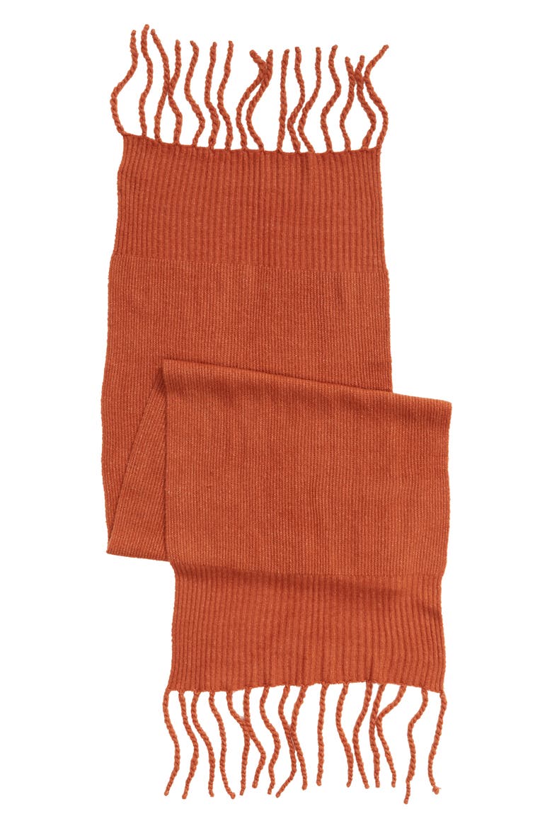 Jaden Rib Knit Blanket Scarf, Alternate, color, TERRACOTTA