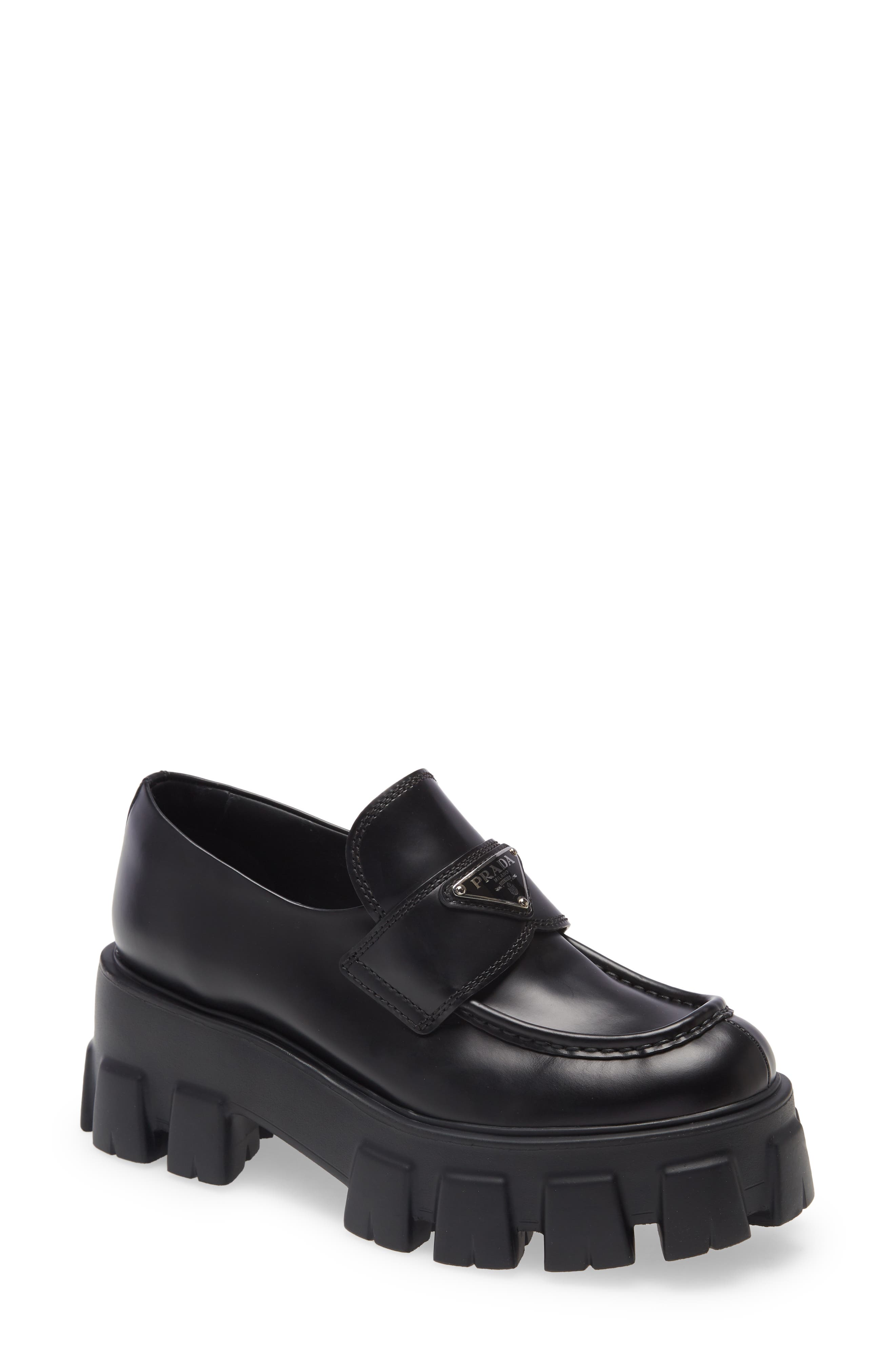 Prada Monolith Lug Sole Loafer, Main, color, 