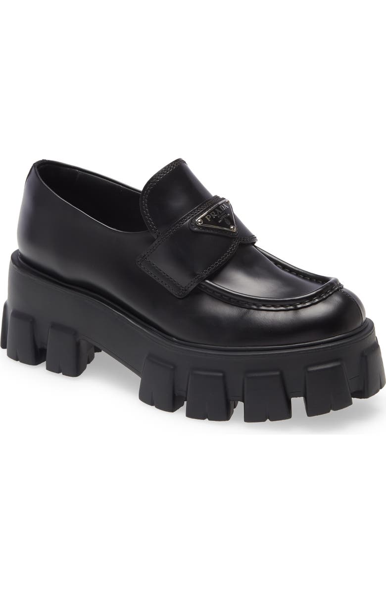 Prada Monolith Lug Sole Loafer, Main, color,