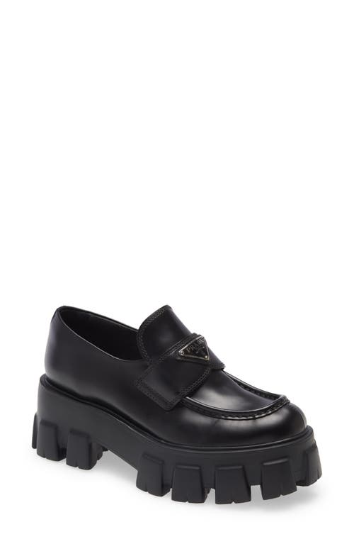 Prada Monolith Lug Sole Loafer in Nero at Nordstrom, Size 36.5