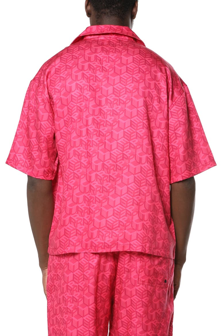 Logo Pattern Camp Shirt, Alternate, color, PINK