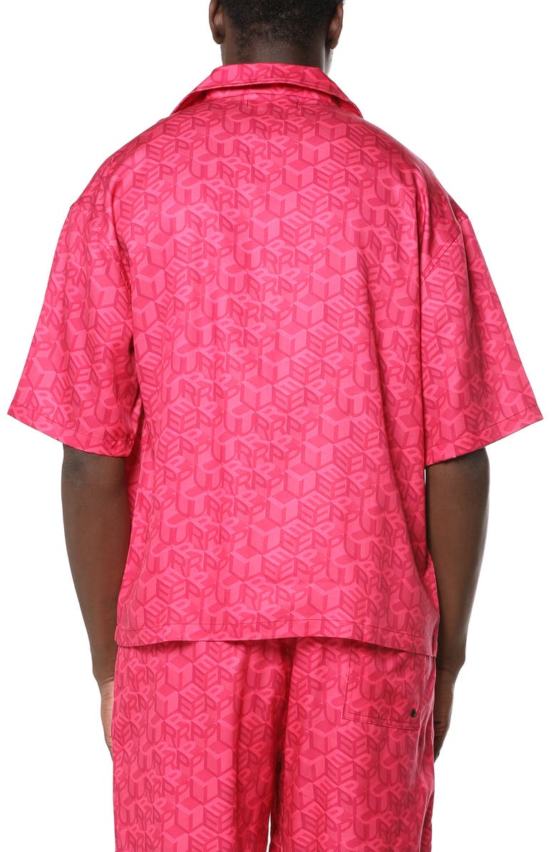 PURPLE BRAND Logo Pattern Camp Shirt, Alternate, color, Pink