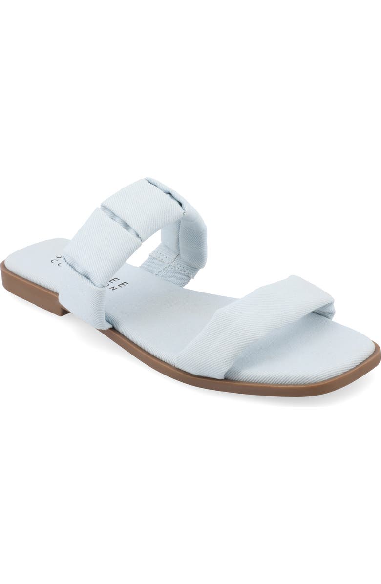 Journee Collection Pegie Flat Slide Sandal, Main, color, Light Denim