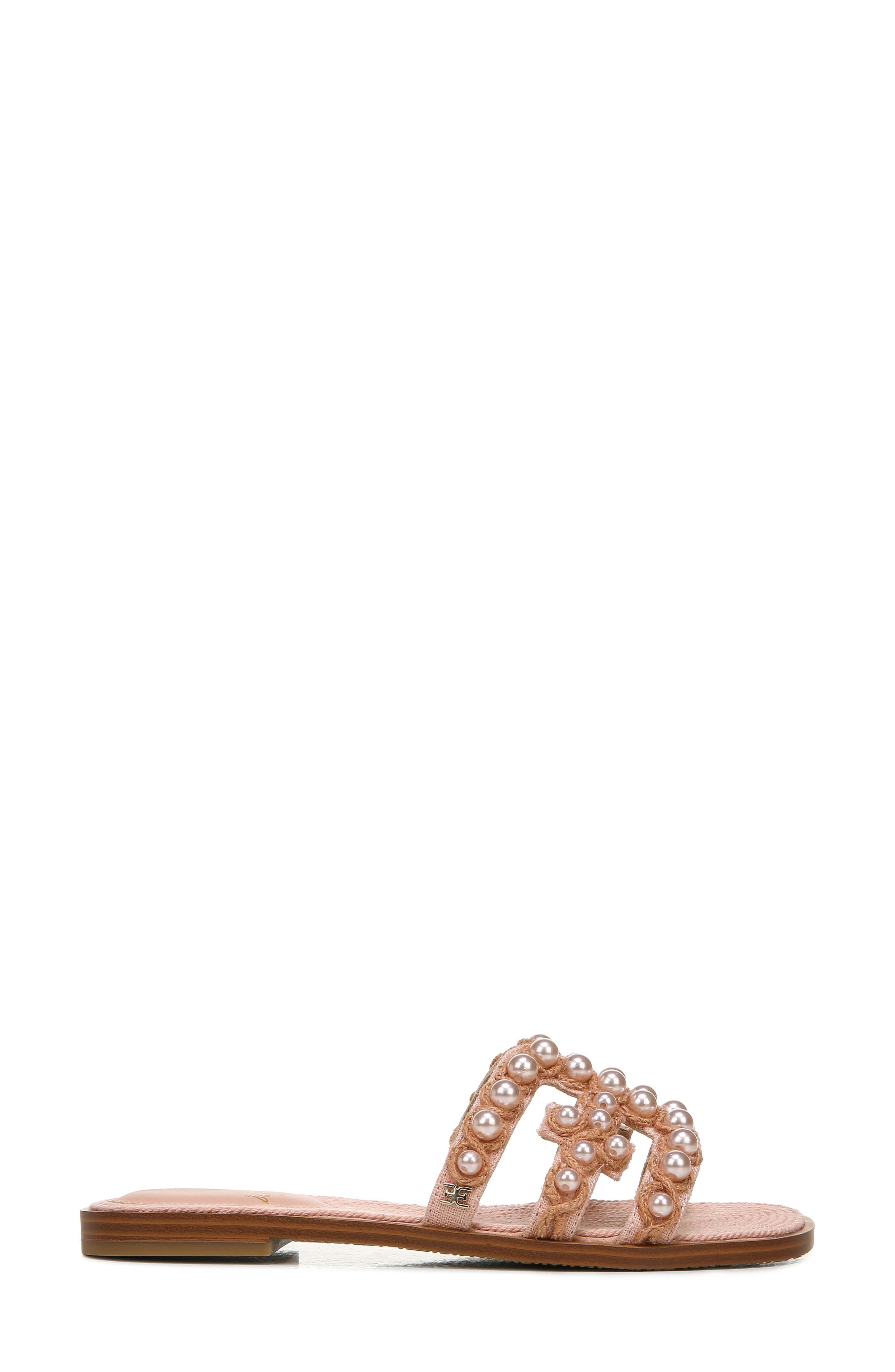 Bay Imitation Pearl Cutout Slide Sandal, Alternate, color, MISTY ROSE