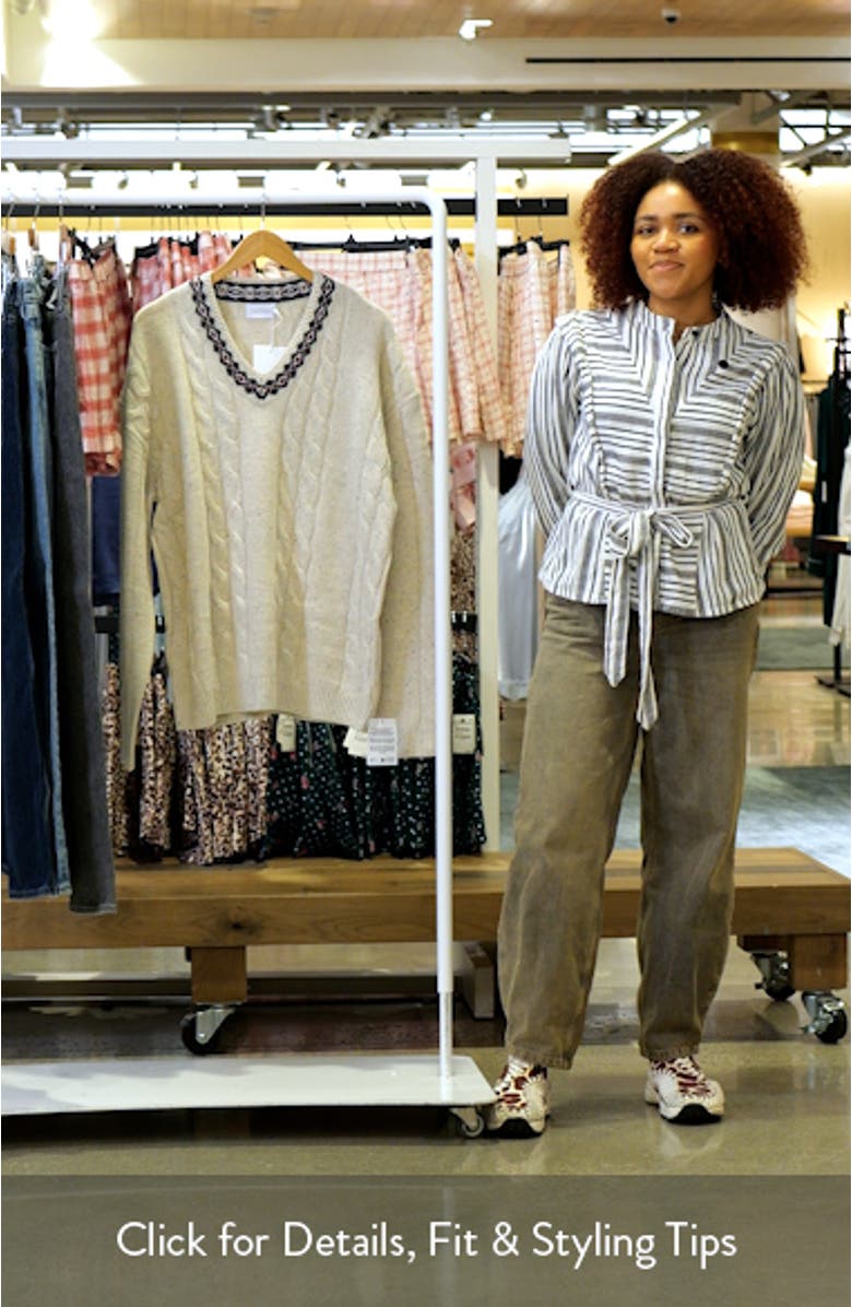 V-Neck Cable Nep Sweater, sales video thumbnail