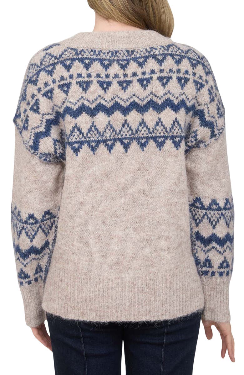 Blu Pepper Fair Isle Crewneck Sweater, Alternate, color, Grey