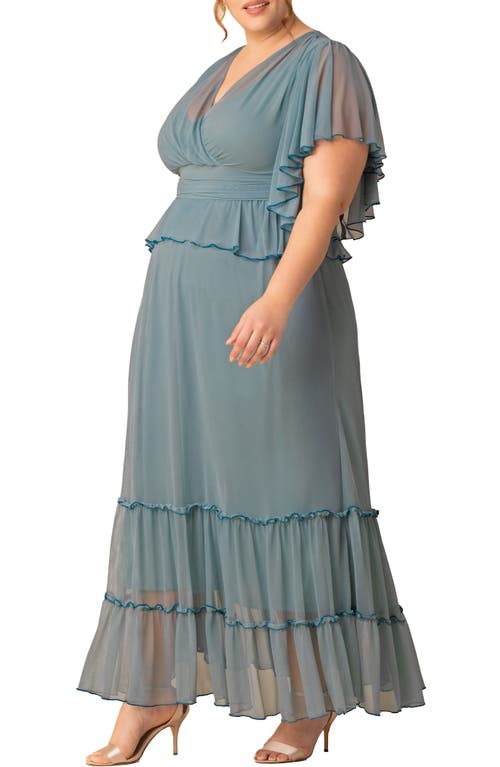 Kiyonna Graceful Tiered Gown In Blue
