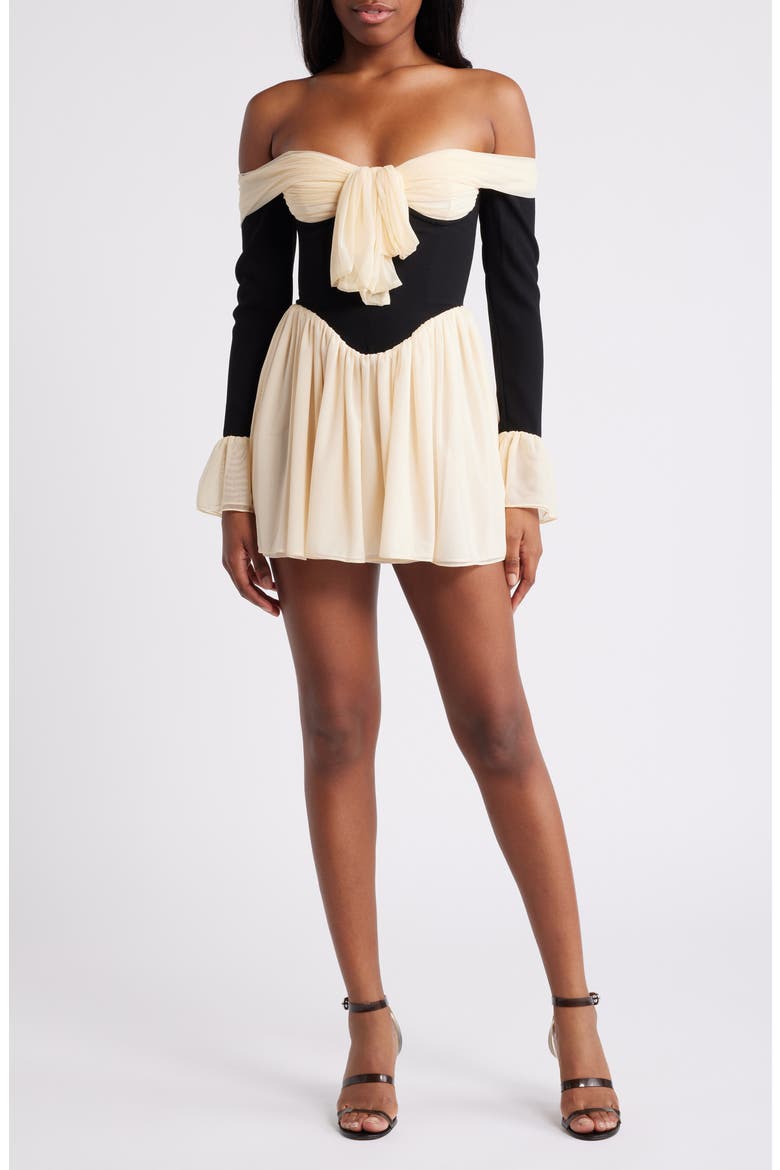 Alana Strapless Long Sleeve Minidress, Alternate, color, BLACK