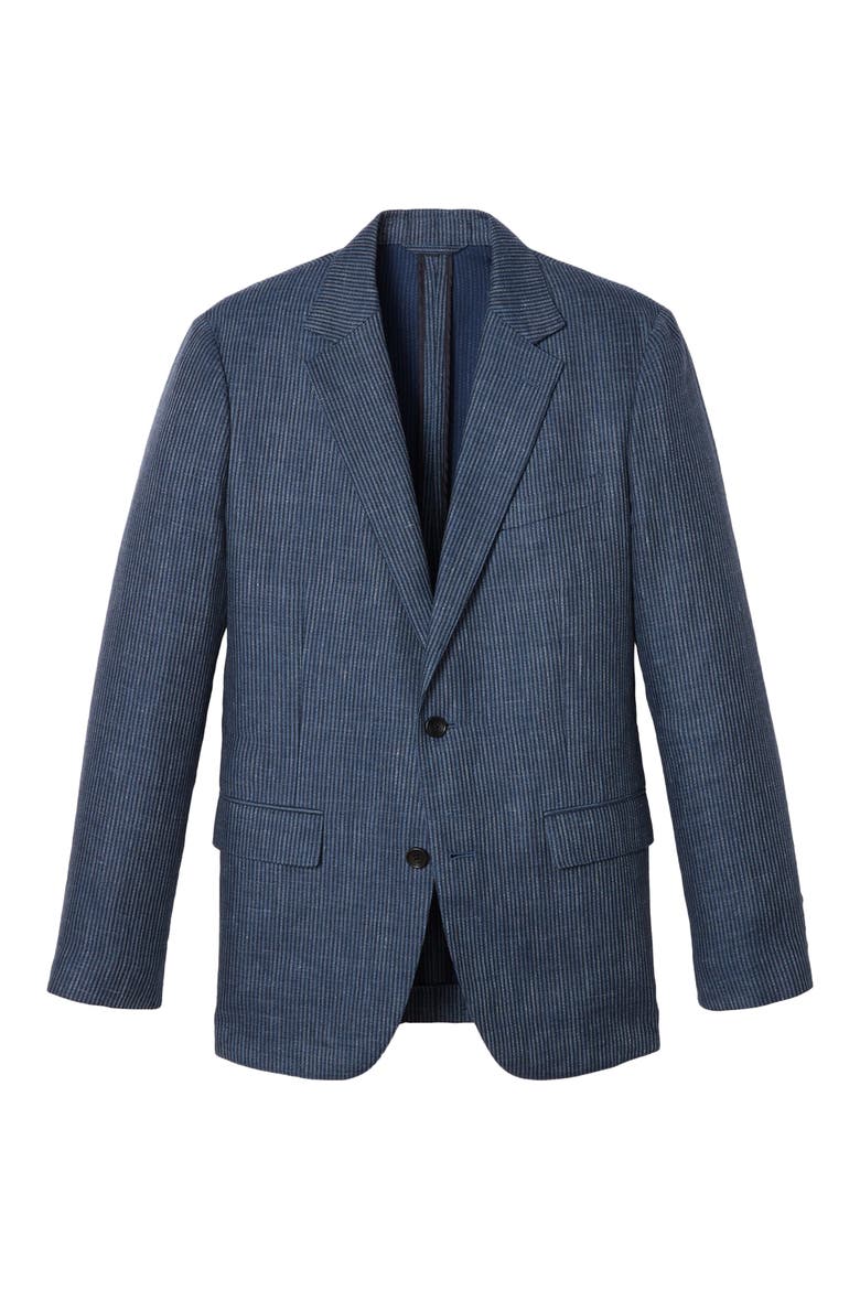 Slim Fit Unconstructed Blazer, Main, color, NAVY LINEN PINSTRIPE