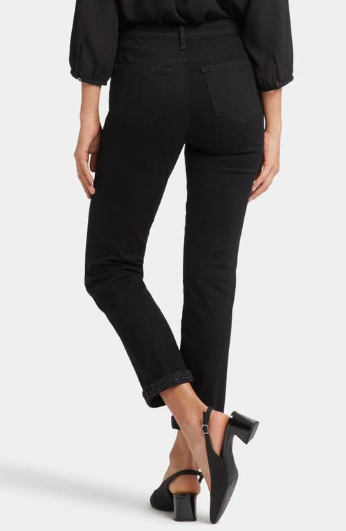 Nydj Sheri Cheetah Cuff Slim Ankle Jeans In Black Rinse