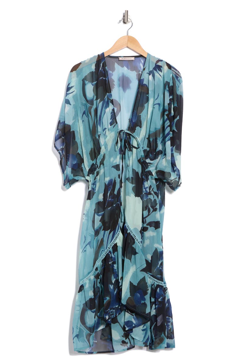 BCBG Watercolor Floral Topper, Alternate, color, Navy Multi