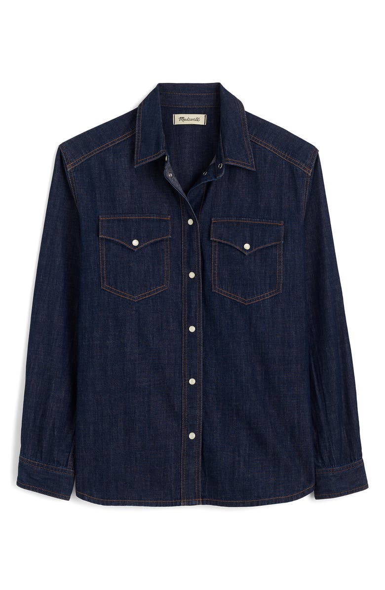 Madewell Western Oversize Denim Button-Up Shirt, Alternate, color, Rinse Wash