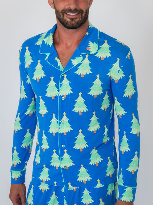 Rufflebutts Softsnooze Adult Gender Inclusive Holiday Button Up Pajama Set In Multi