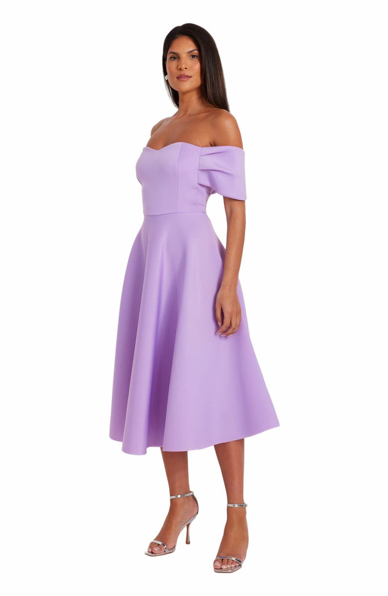 QUIZ Bonded Scuba Knit Bardot Skater Dress, Alternate, color, 