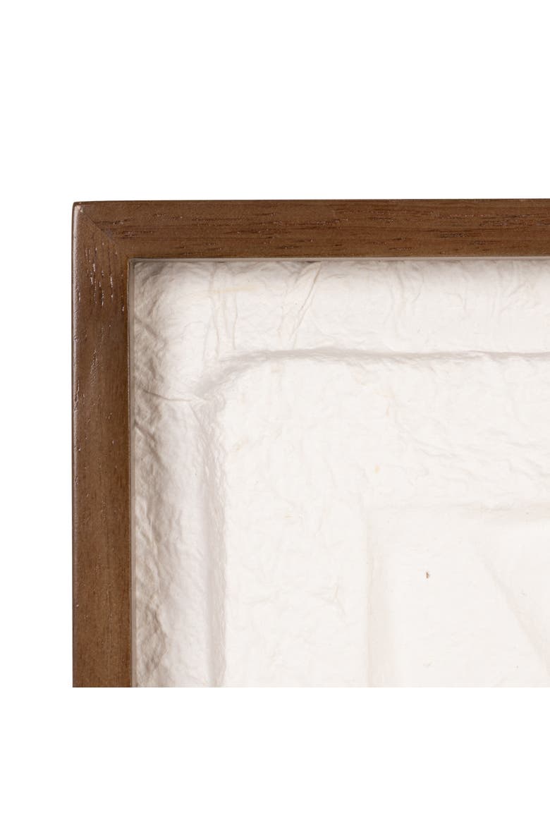 Oak Wood Framed Textured Wall Art Panel with Organic Relief Design, Cream, Alternate, color, Cream