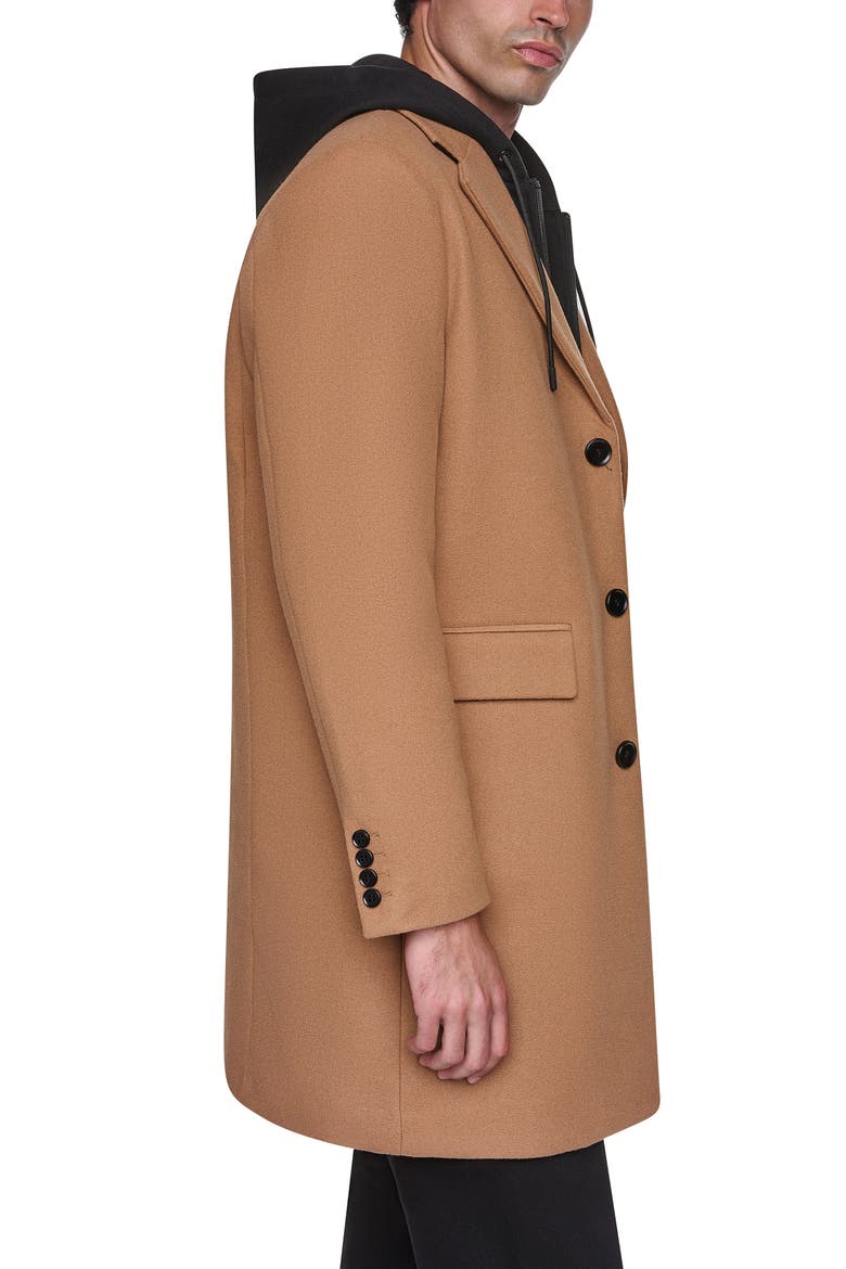 Faux Wool Topcoat with Removable Bib, Alternate, color, CAMEL