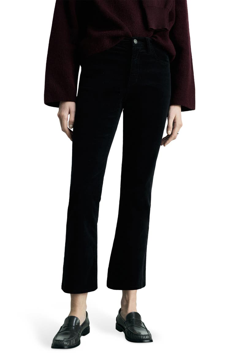 Sienna Crop Flare Corduroy Jeans, Main, color, BLACK DENIM