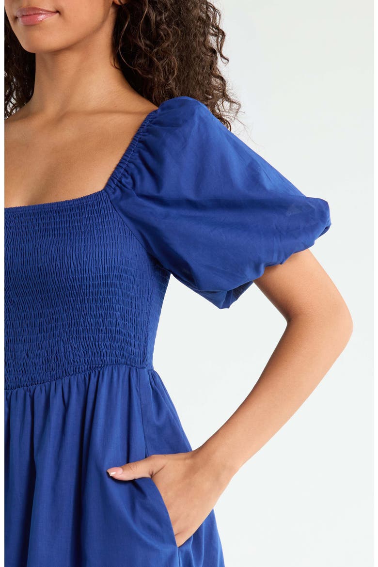 Bluebell Smocked Puff Sleeve Maxi Dress, Alternate, color, NAVY