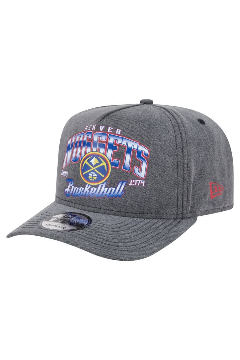 Men's New Era  Charcoal Denver Nuggets Throwback Washed Pre-Curved 9FIFTY Snapback Hat, Main, color, Charcoal