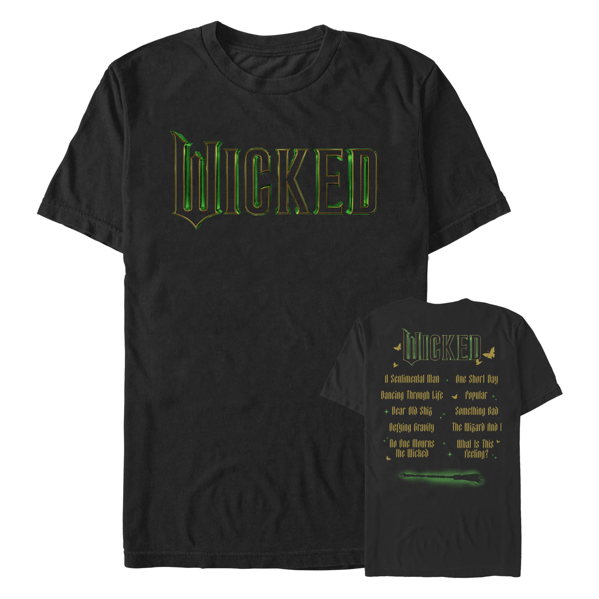 Men's Wicked Official Logo  Graphic T-Shirt in Black Song List 