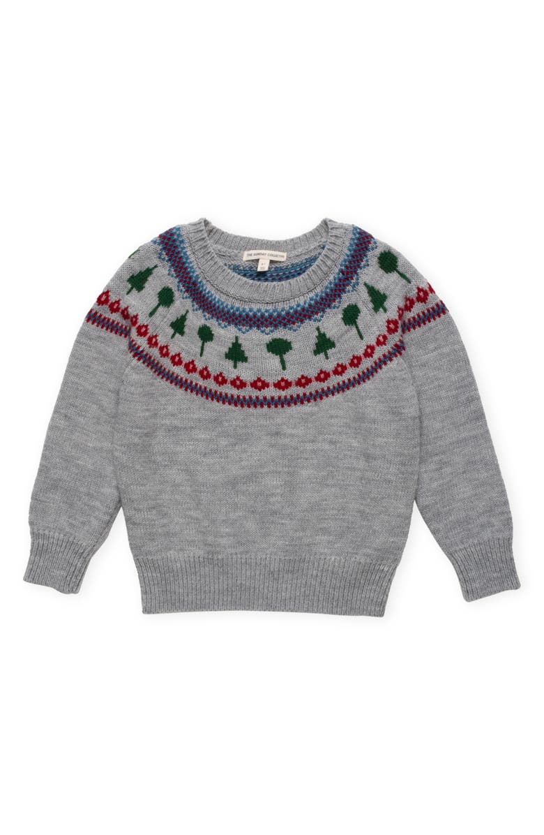 The Sunday Collective Kids' Recess Fair Isle Wool Blend Crewneck Sweater, Main, color, Grey