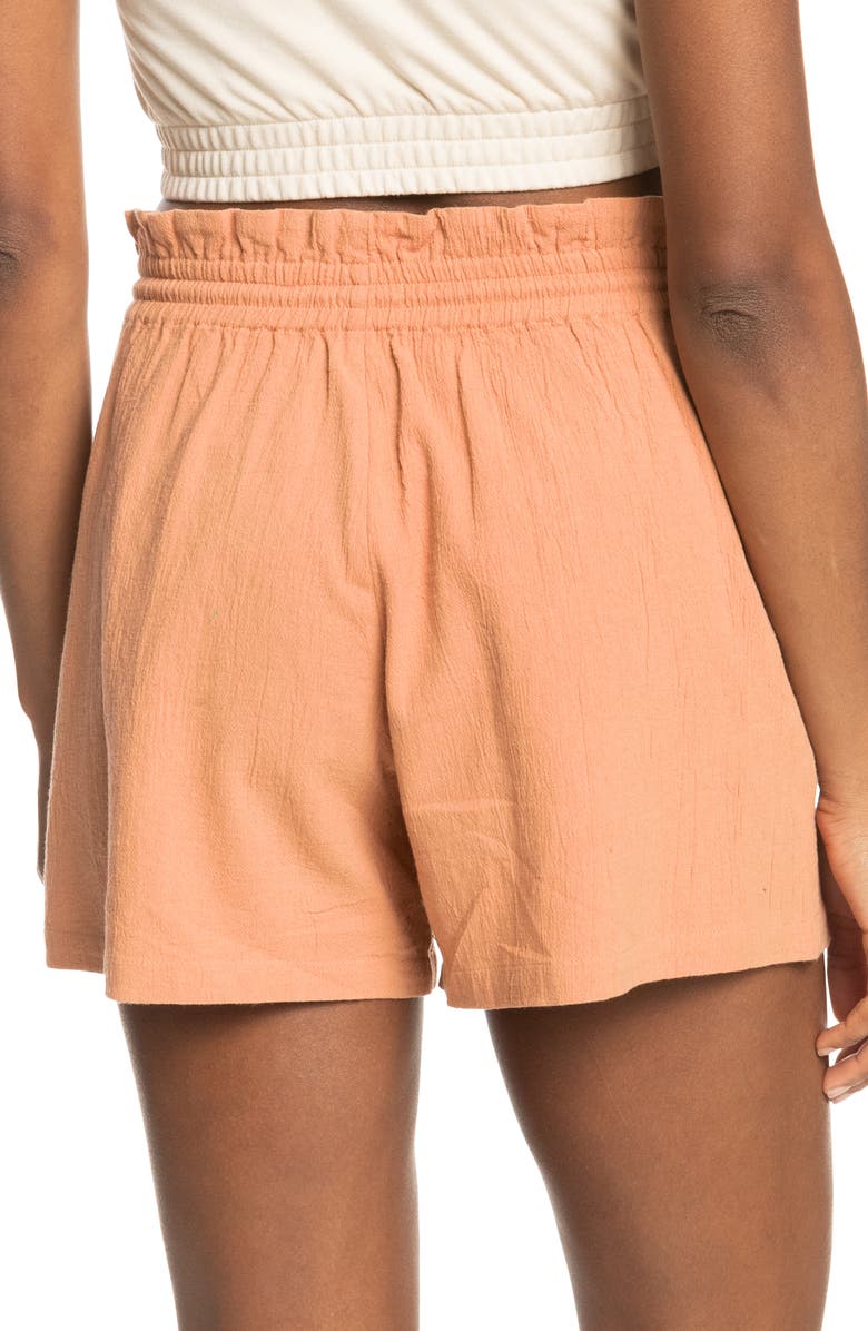 Roxy Sweet Souvenir Cotton Drawstring Shorts, Alternate, color, Cork