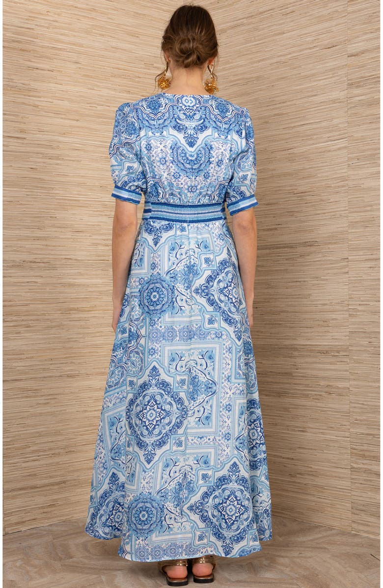 Hale Bob Ginevra Linen Maxi Dress, Alternate, color, Blue