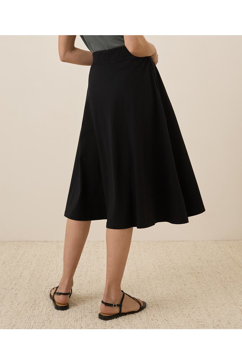 Organic Cotton Fit & Flare Midi Skirt, Alternate, color, Black