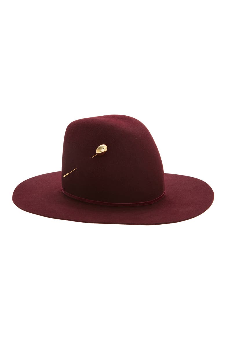 Waverly Pin Embellished Felt Hat (Nordstrom Exclusive), Main, color, RUBY