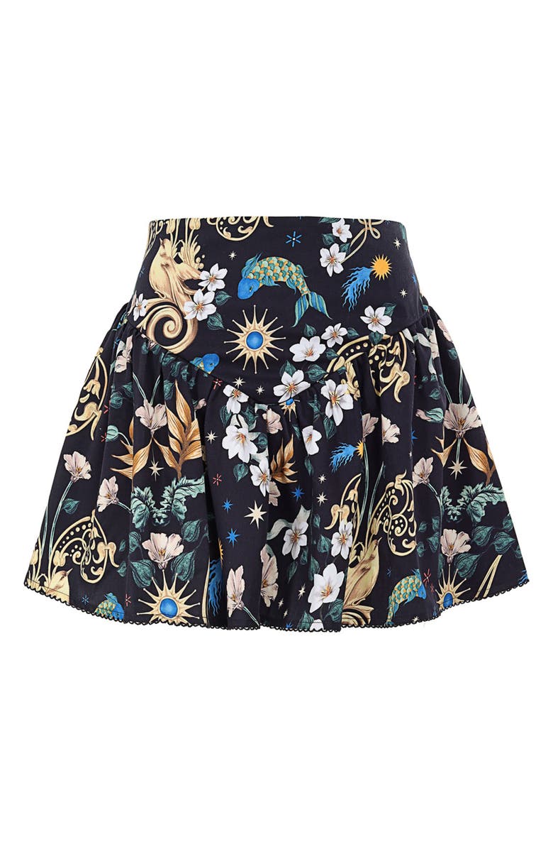 Agua Bendita Violet Solstice Cotton Cover-Up Miniskirt, Alternate, color, Blue