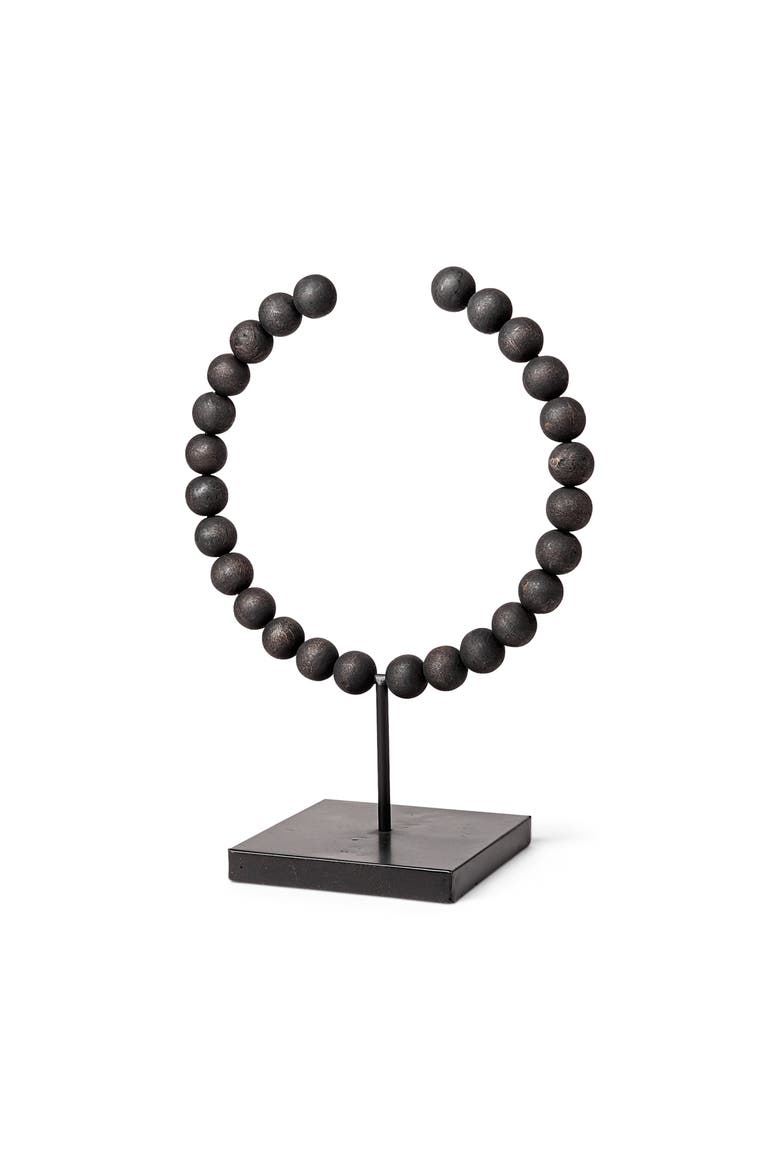 Tulane Beaded Broken Sphere Decorative Object, Main, color, Black
