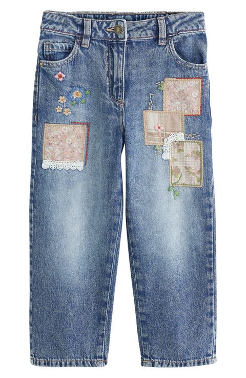 Kids' Patchwork Embroidery Straight Leg Jeans