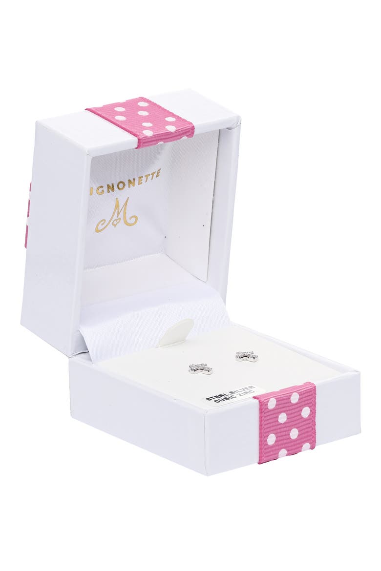 Sterling Silver & Cubic Zirconia Cross Stud Earrings, Alternate, color, SILVER