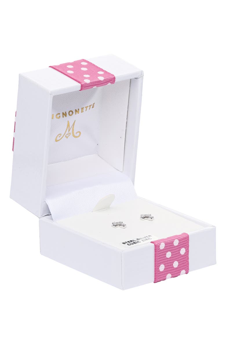 Mignonette Sterling Silver & Cubic Zirconia Cross Stud Earrings, Alternate, color, Silver