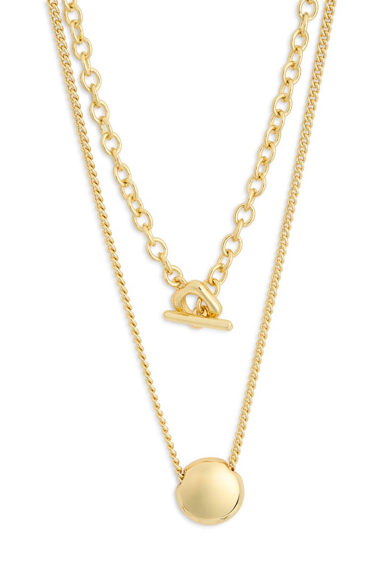 Geometric Layered Chain Necklace, Main, color, PALE GOLD