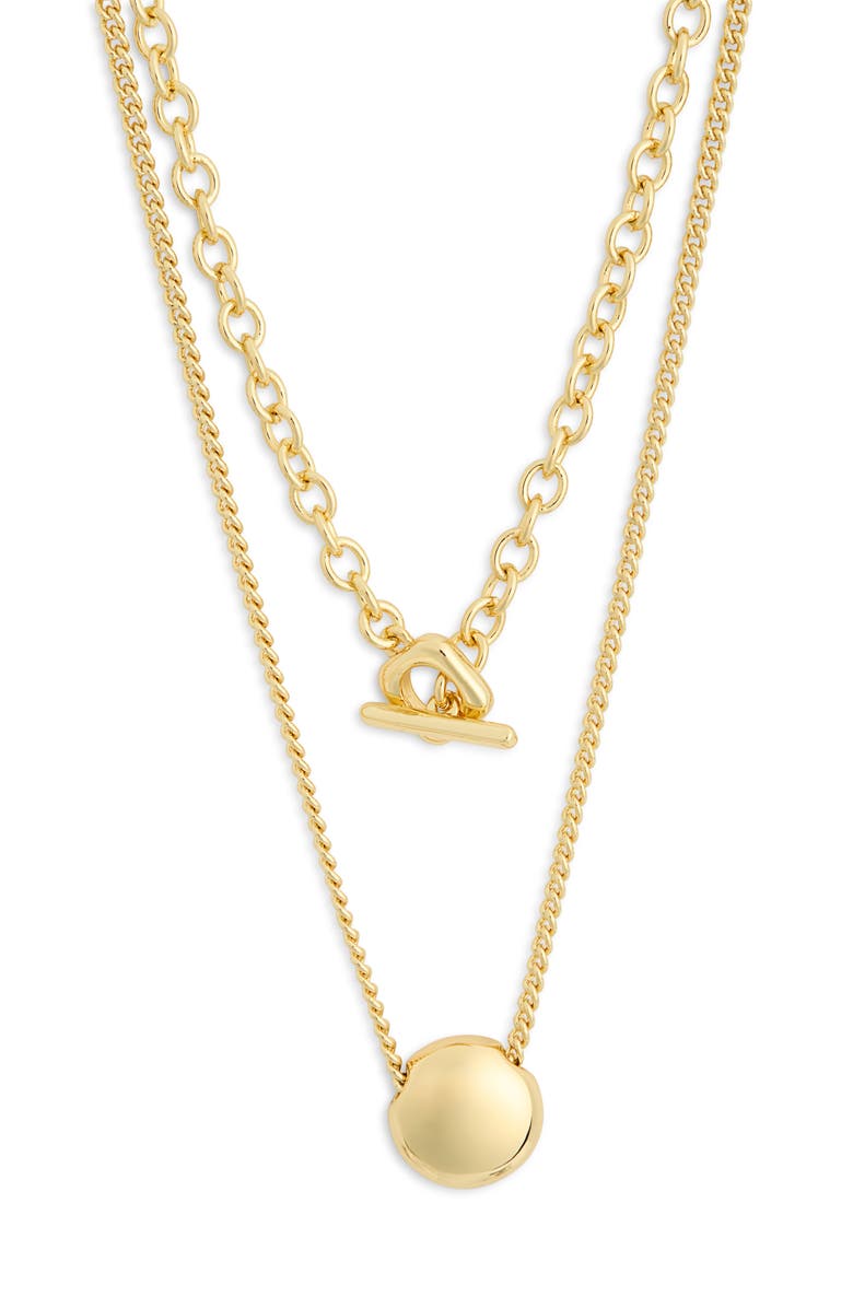 Madewell Geometric Layered Chain Necklace, Main, color, Pale Gold