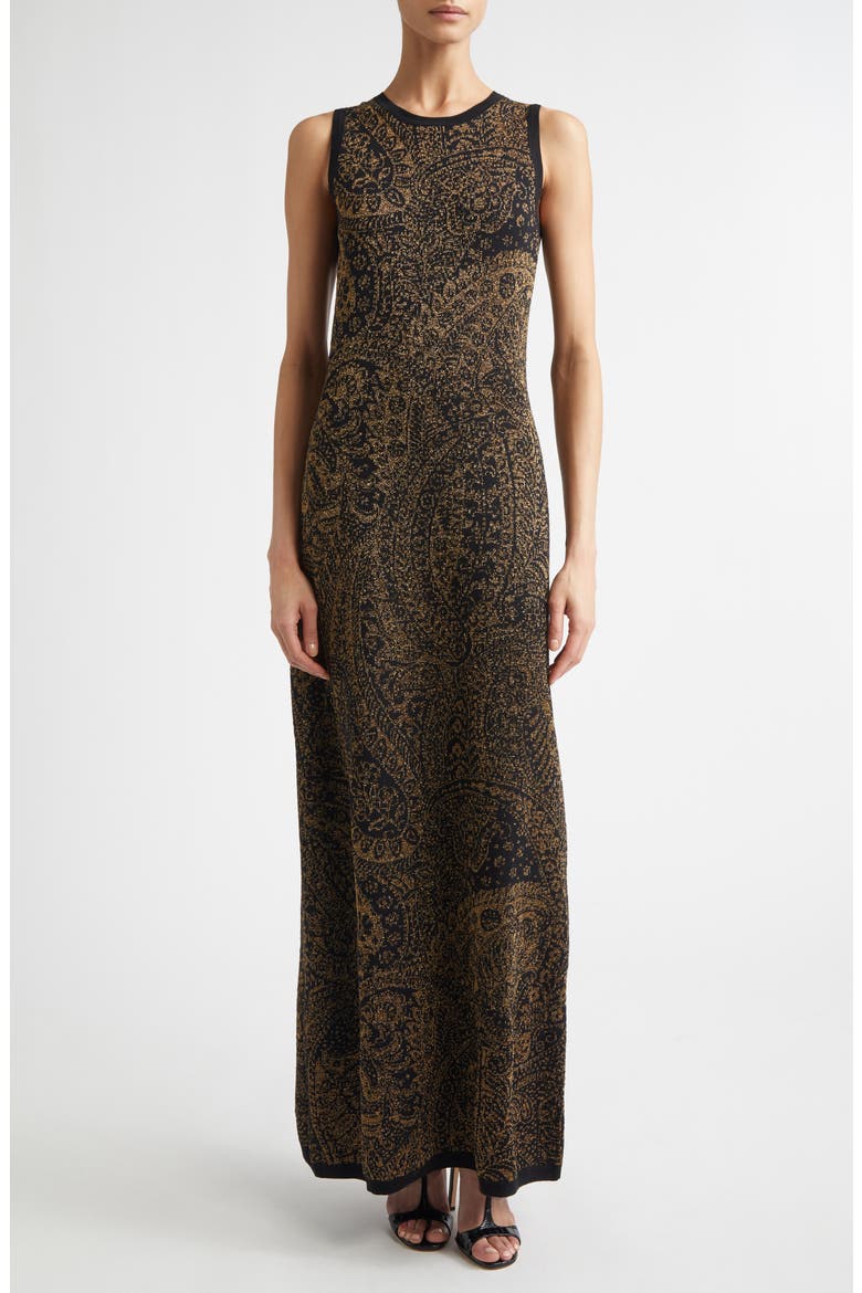 Metallic Paisley Knit Dress, Main, color, MULTICOLOR BLACK BASE
