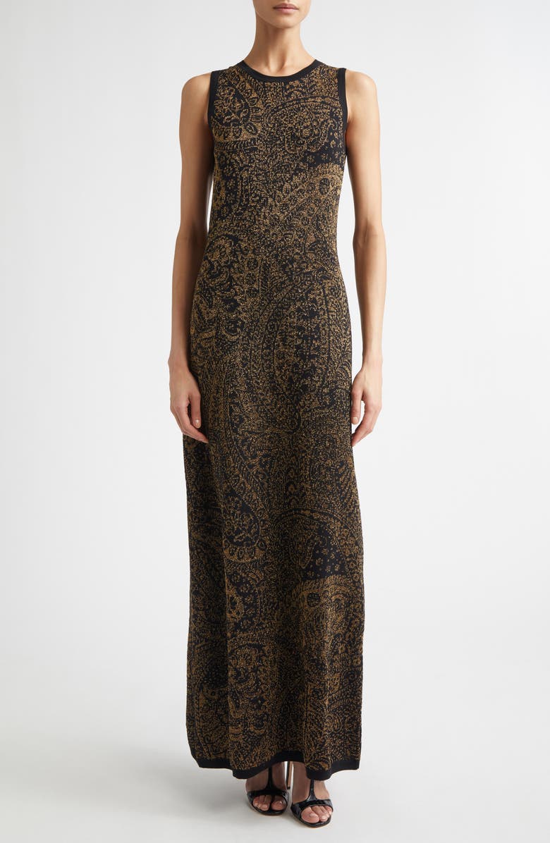Etro Metallic Paisley Knit Dress, Main, color, Multicolor Black Base