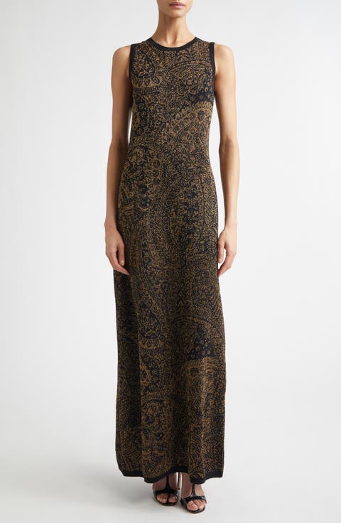 Metallic Paisley Knit Dress