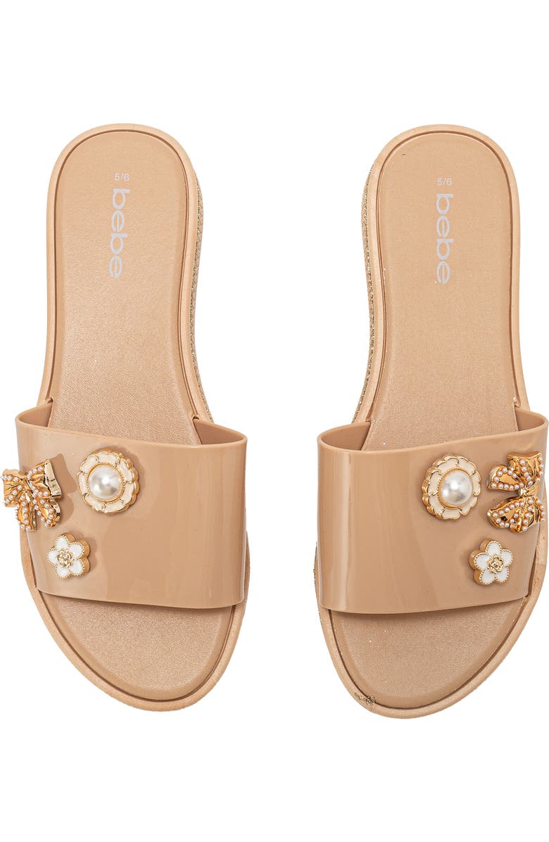 bebe Charm Slide Sandal, Alternate, color, Tan