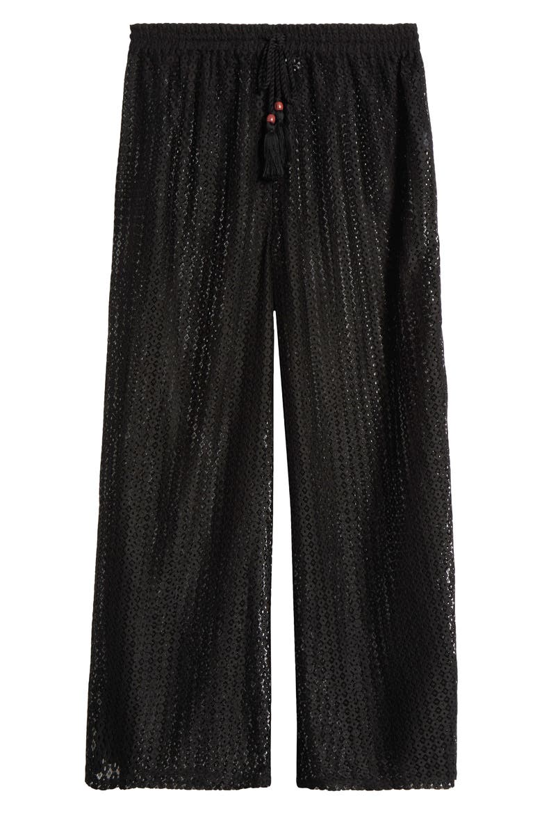 Open Knit Cover-Up Pants, Alternate, color, BLACK