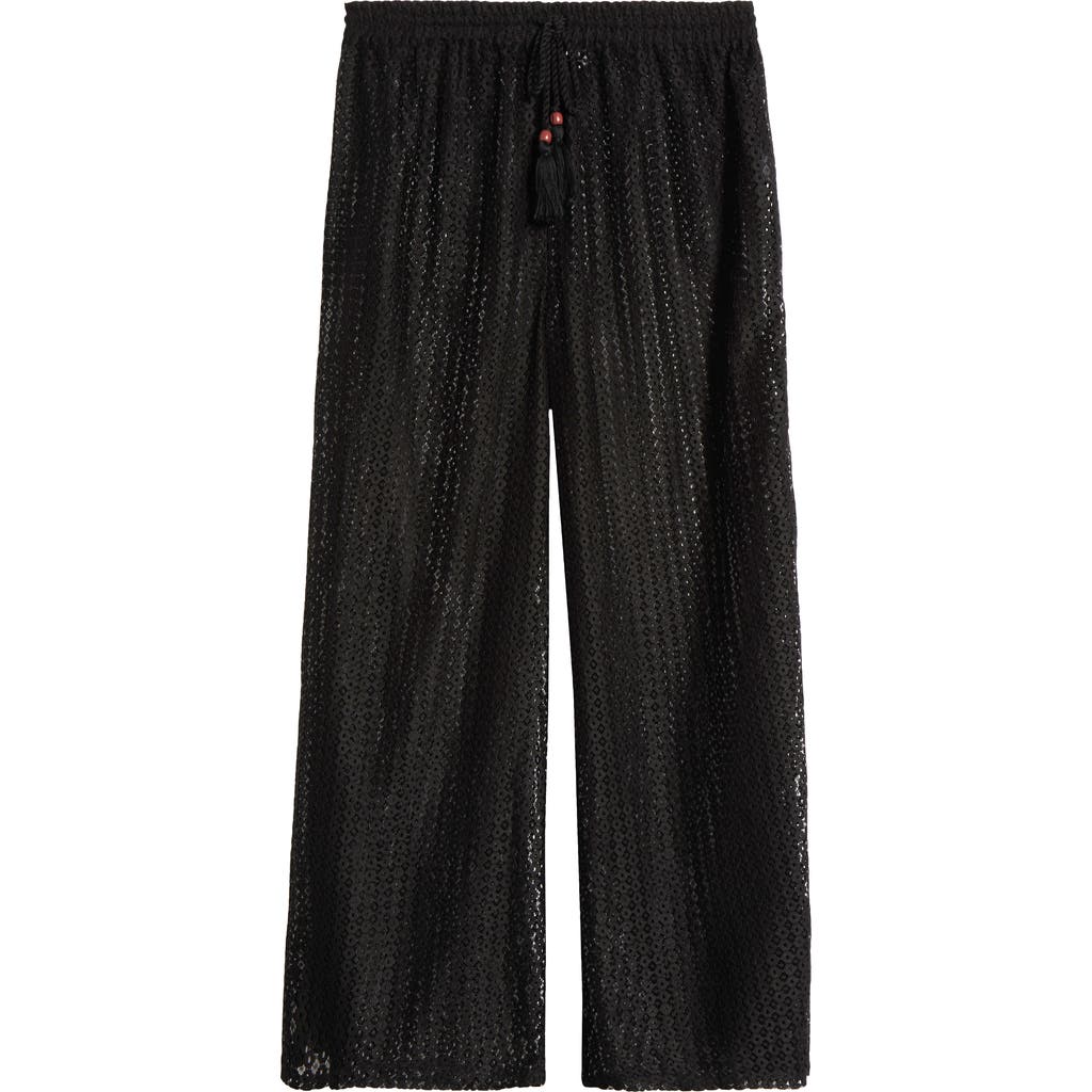 Nordstrom Open Knit Cover-up Pants In Black