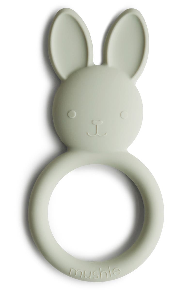 Mushie Bunny Silicone Ring Teether, Main, color, 