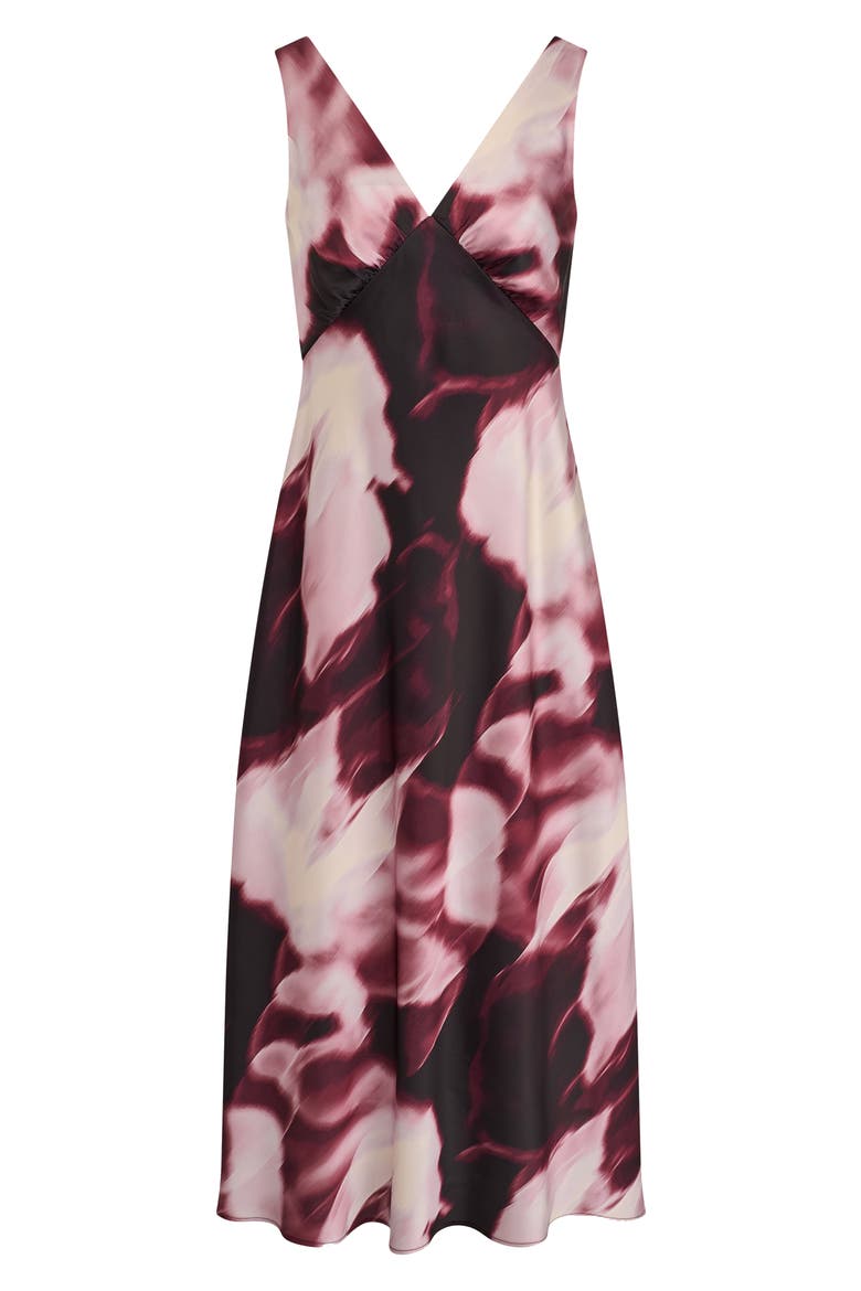 Abstract Floral Satin Charmeuse Slipdress, Alternate, color, BK CHRRY M